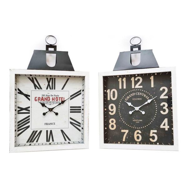 Wall Clock DKD Home Decor 60 x 6 x 89 cm Crystal Black White Iron Traditional MDF Wood (2 Units) Sale