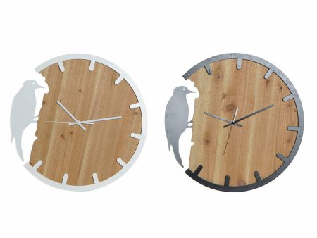 Wall Clock DKD Home Decor Black Brown White Iron Bird 50 x 4 x 50 cm MDF Wood (2 Units) on Sale