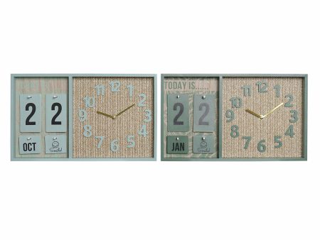 Wall Clock DKD Home Decor Green Wood polypropylene Plastic MDF Wood Tropical 40 x 5 x 24 cm (2 Units) For Cheap