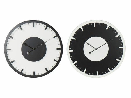 Wall Clock DKD Home Decor 50 x 3,5 x 50 cm Black White Vintage MDF Wood (2 Units) Online Sale