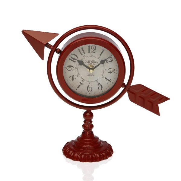 Table clock Versa Maroon Complete arrow Metal (23 x 16 x 8 cm) Online Sale