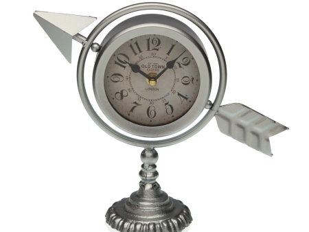 Table clock Versa Silver Complete arrow Metal (23 x 16 x 8 cm) Online