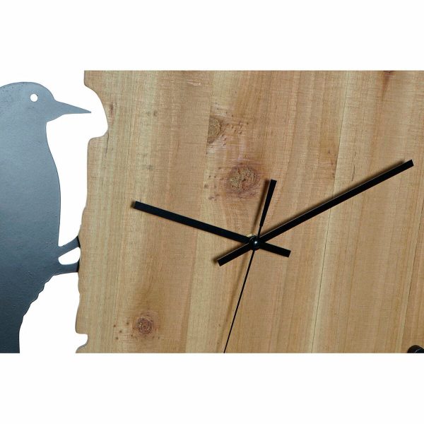 Wall Clock DKD Home Decor Black Brown White Iron Bird 50 x 4 x 50 cm MDF Wood (2 Units) on Sale