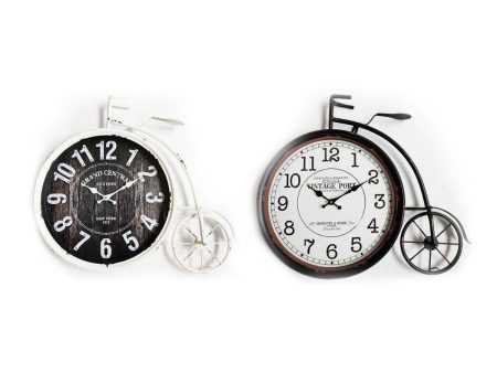 Wall Clock DKD Home Decor 60 x 6 x 50 cm Crystal Black Bicycle White Iron Vintage (2 Units) on Sale