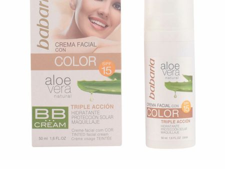 Hydrating Cream with Colour Babaria Spf 15 Aloe Vera (50 ml) Online Hot Sale