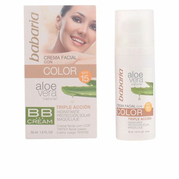 Hydrating Cream with Colour Babaria Spf 15 Aloe Vera (50 ml) Online Hot Sale