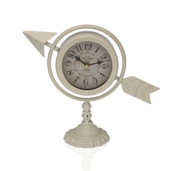 Table clock Versa White Complete arrow Metal (23 x 16 x 8 cm) Sale