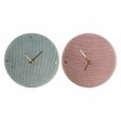 Wall Clock DKD Home Decor Green Pink 40,5 x 5,5 x 40,5 cm (2 Units) Supply